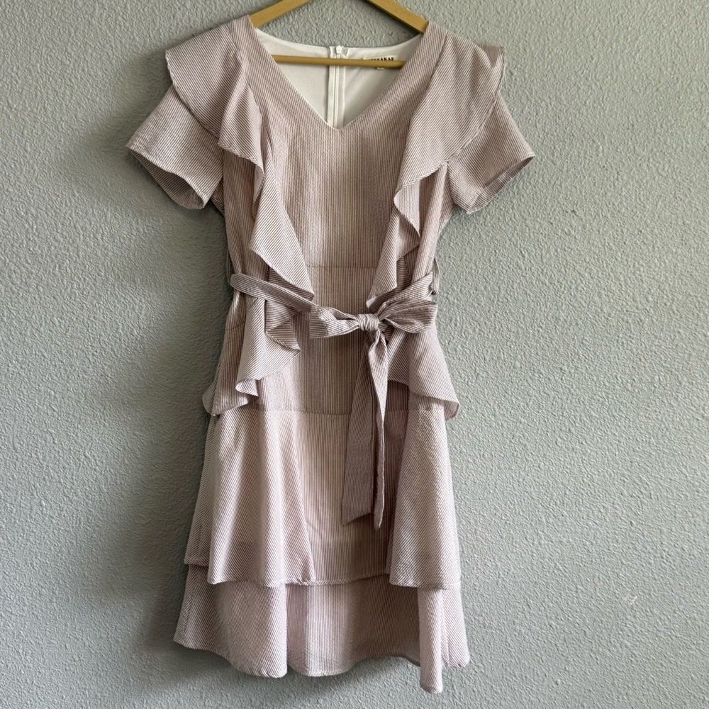 Jessakae Striped Ruffled Mini Dress Size Small - Picture 1 of 6